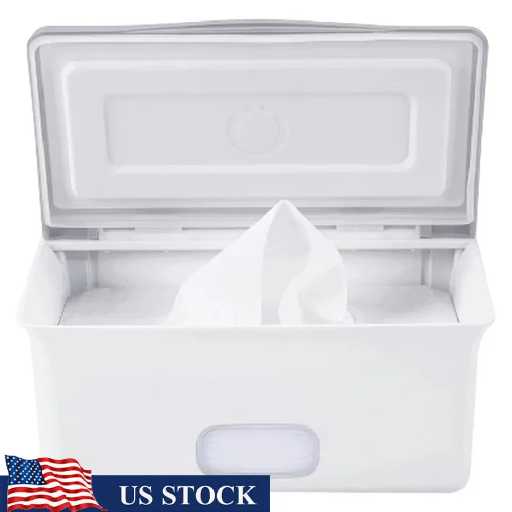 Gray Wipes Dispenser with Weighted Plate Rubber Seal Fresh Baby Wipes Compatible with Diaper Caddies Clear Window Monitor Wipe