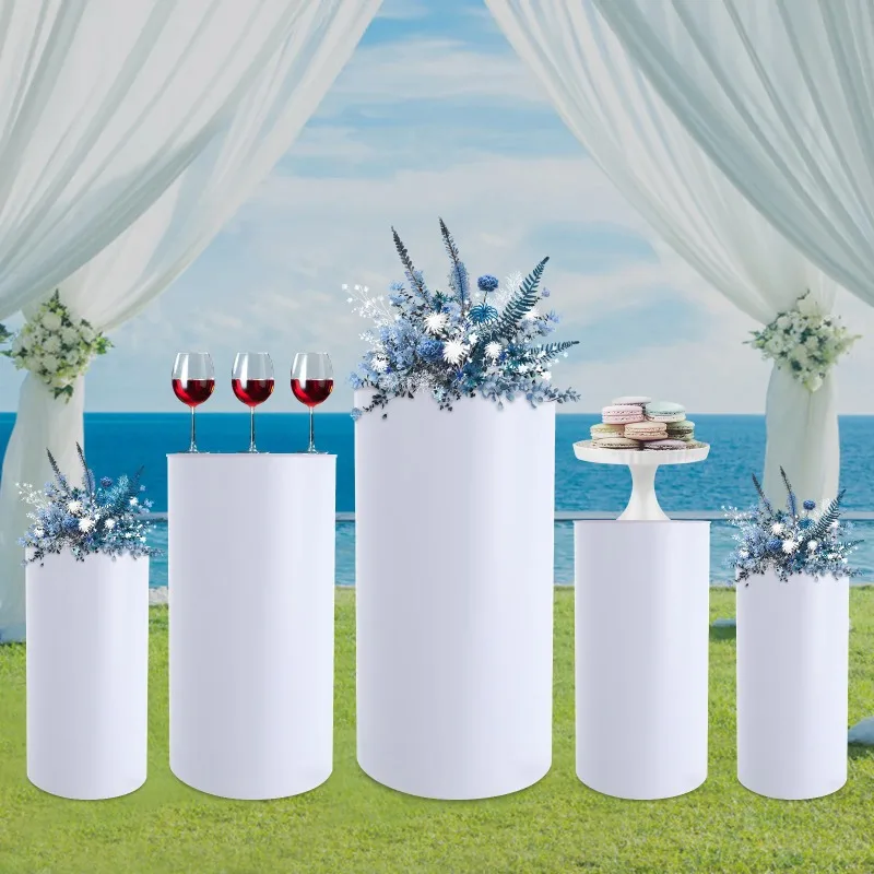 

5PCS Round Cylinder Dessert Cake Ornament Table White PVC Round Cylinder Pedestal Stand Cake Display Stand for Party Wedding