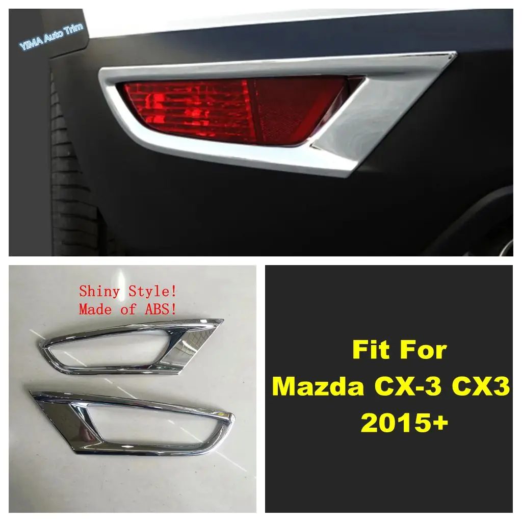 

For Mazda CX-3 CX3 2015 - 2021 2 Pcs Chrome Rear Bumper Fog Lamp Light Decoration Frame Cover Trim ABS Accessories Exterior Kit