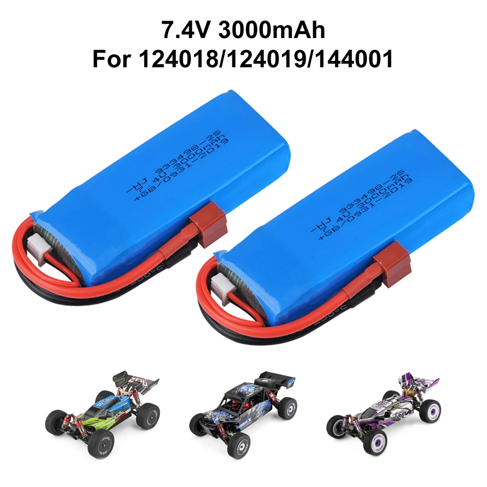 

3PCS 7.4V 3000mAh Lipo Battery 2S for Wltoys 144001 124018 124019 RC Car R/C Truck Spare Parts