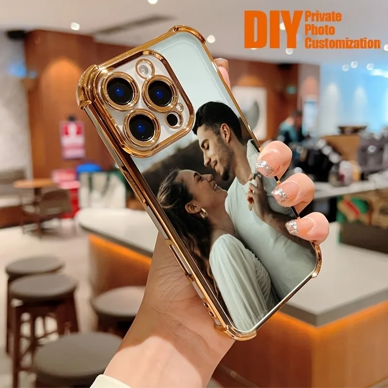 Electroplated Custom DIY Phone Case For iPhone 18 17 16 15 14 13 12 11 Pro Max Plus Air 16e 17e Shockproof Clear Soft Back Cover