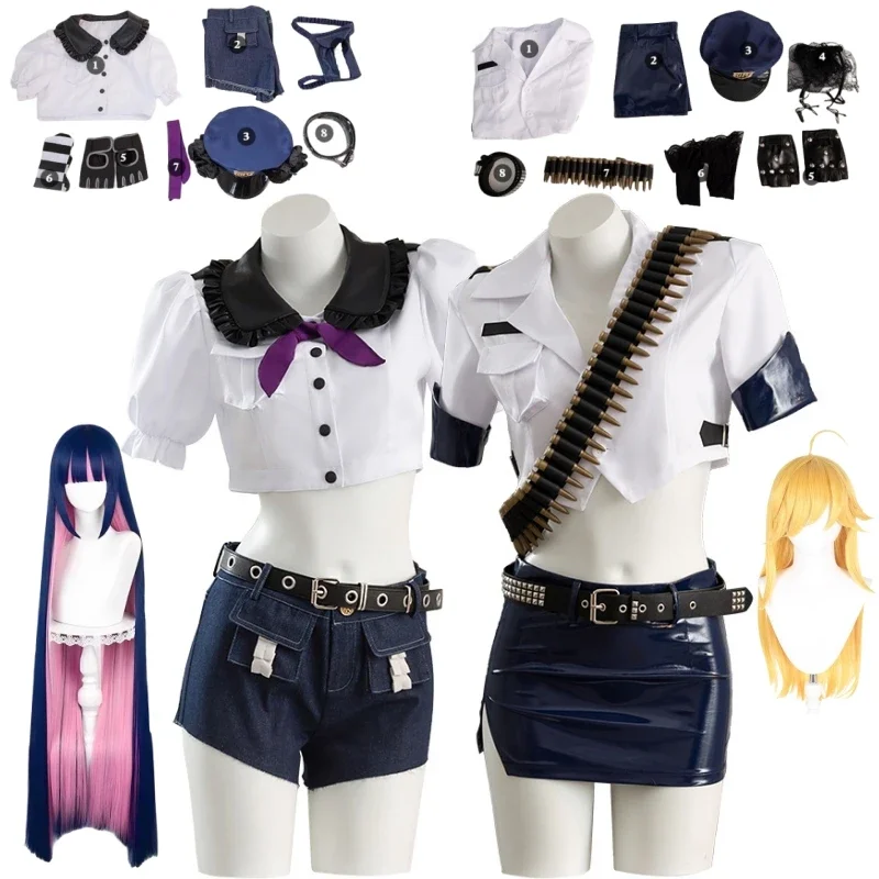 

Panty & Stocking with Garterbelt Panty Anarchy Cosplay Costume Wig Stocking Panty Police Uniform for Women Party Suit Halloween