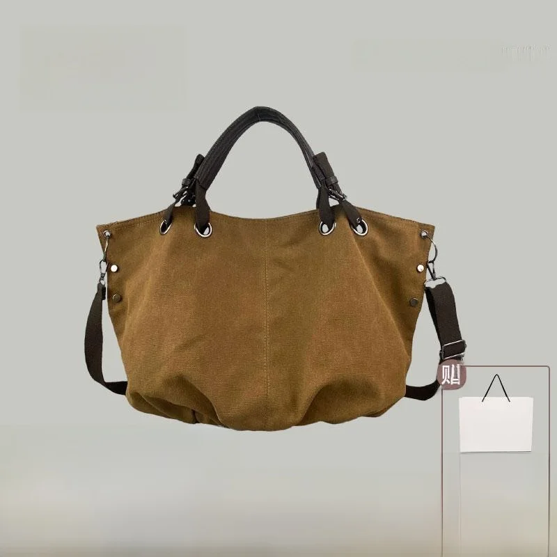 

UR Retro Workwear Canvas Bag Large Capaci Multi-Functional Single oulder Slant Cross Bag Student Commuter Handbag Women