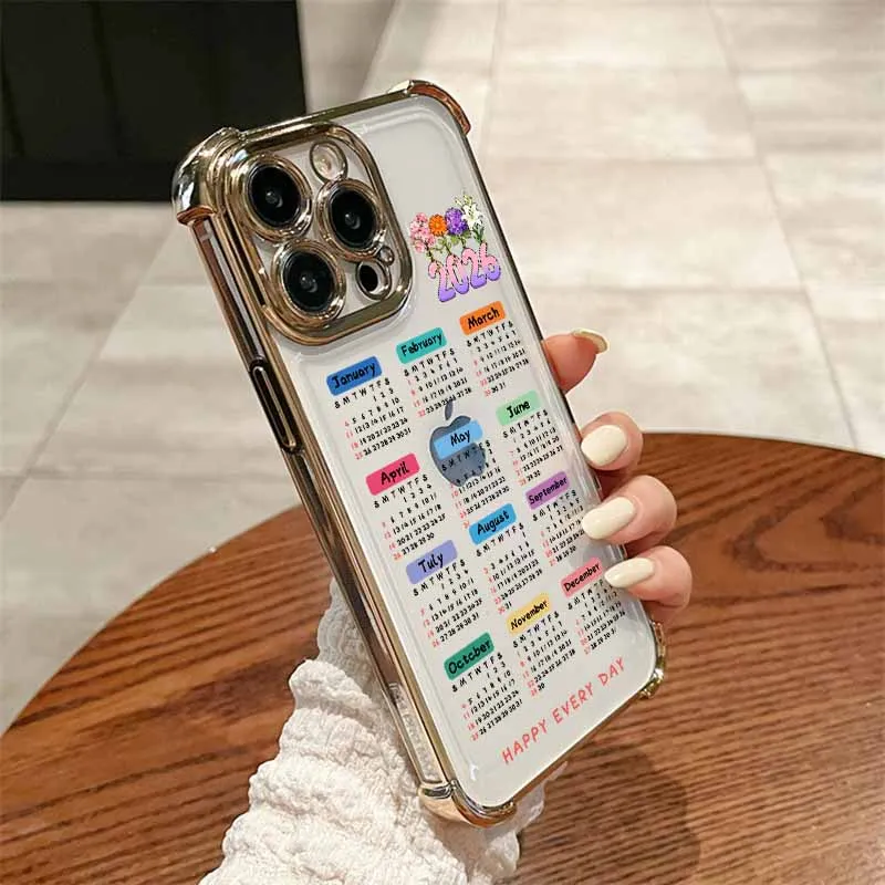 New 2026 Calendar New 2026 Calendar Plating Phone Case For Samsung S26 S25 S24 S23 S22 S21 S20 FE Note20 Edge Plus Ultra 4G 5G