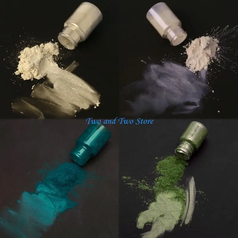 

HX6F Shift Pigment Powder Mica Powder and Spoons for Epoxy Resin Nails 50 Colors