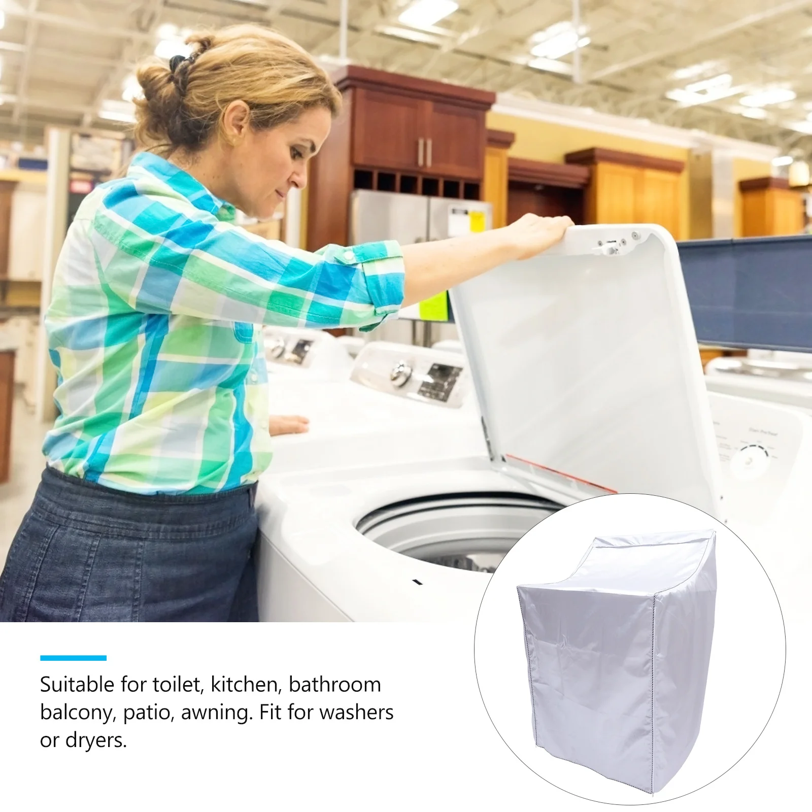 

1Pcs Waterproof Washing Machine Cover Durable Oxford Cloth Elastic Band Full Protective Dustproof Cover for Washer Dryer Laundry