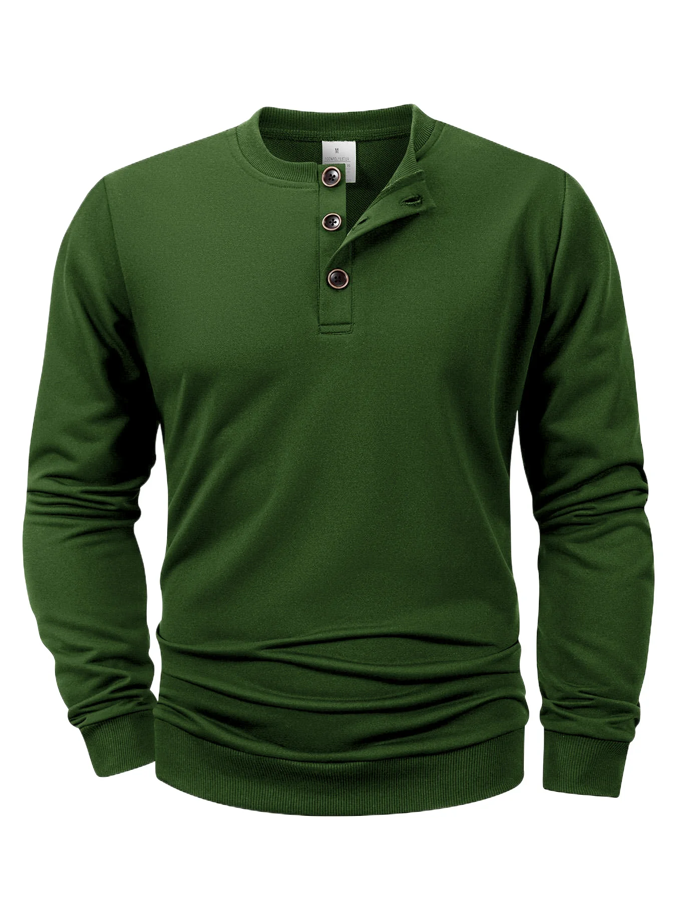 Outono masculino manga longa henley camisas cor sólida casual sweatshirts botão para baixo esportes pulôver confortável roupas masculinas