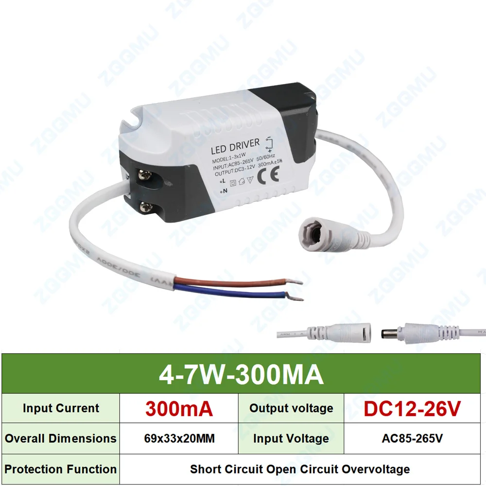 4-7 واط 8-12 واط 12-18 واط 18-24 واط 25-36 واط 50 واط 300MA 600MA 900MA 1200MA LED سائق تيار مستمر LED محول إضاءة الطاقة #6