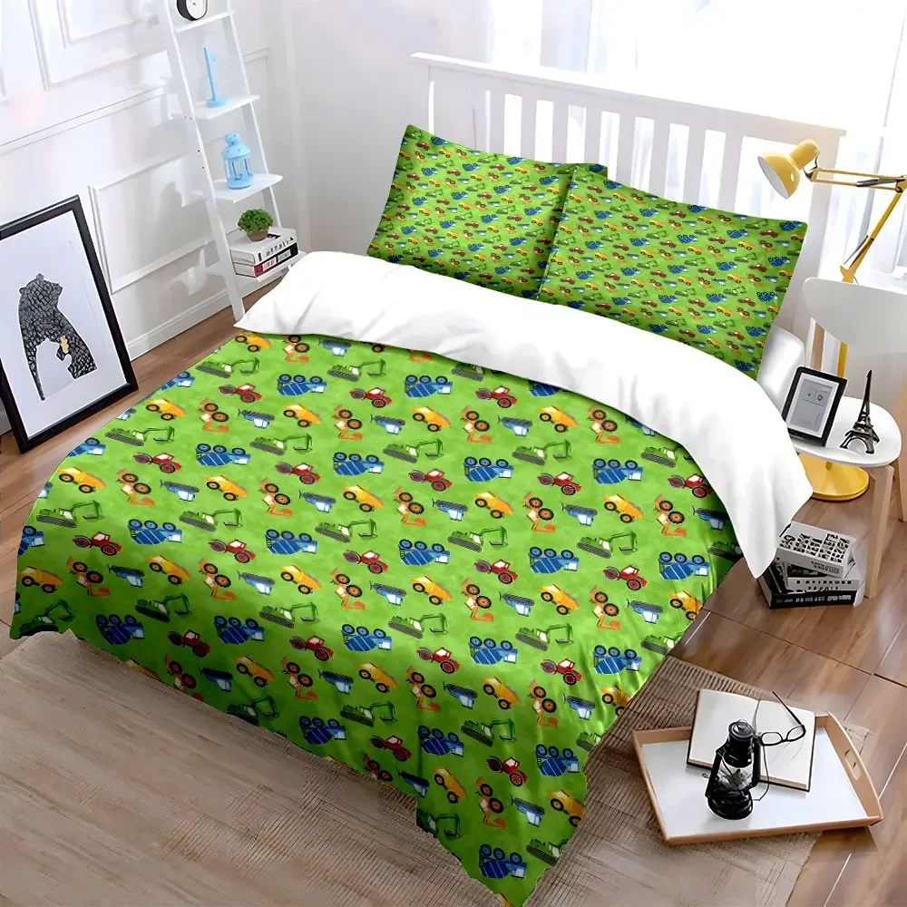 Construction Vehicles Pattern Set Multiple sizes kid's and adults' bedroom Exquisite 3PC bedding set, gift