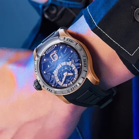 

BONEST GATTI Мужские автоматические часы 44 мм Механические наручные часы с сапфировым стеклом Светящийся скелетонизированный циферблат