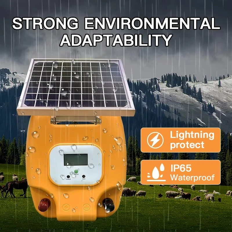 

Solar Electric Fence Energizer Farm Fence Charger Kit with Built-in Lithium Battery for Outdoor Use