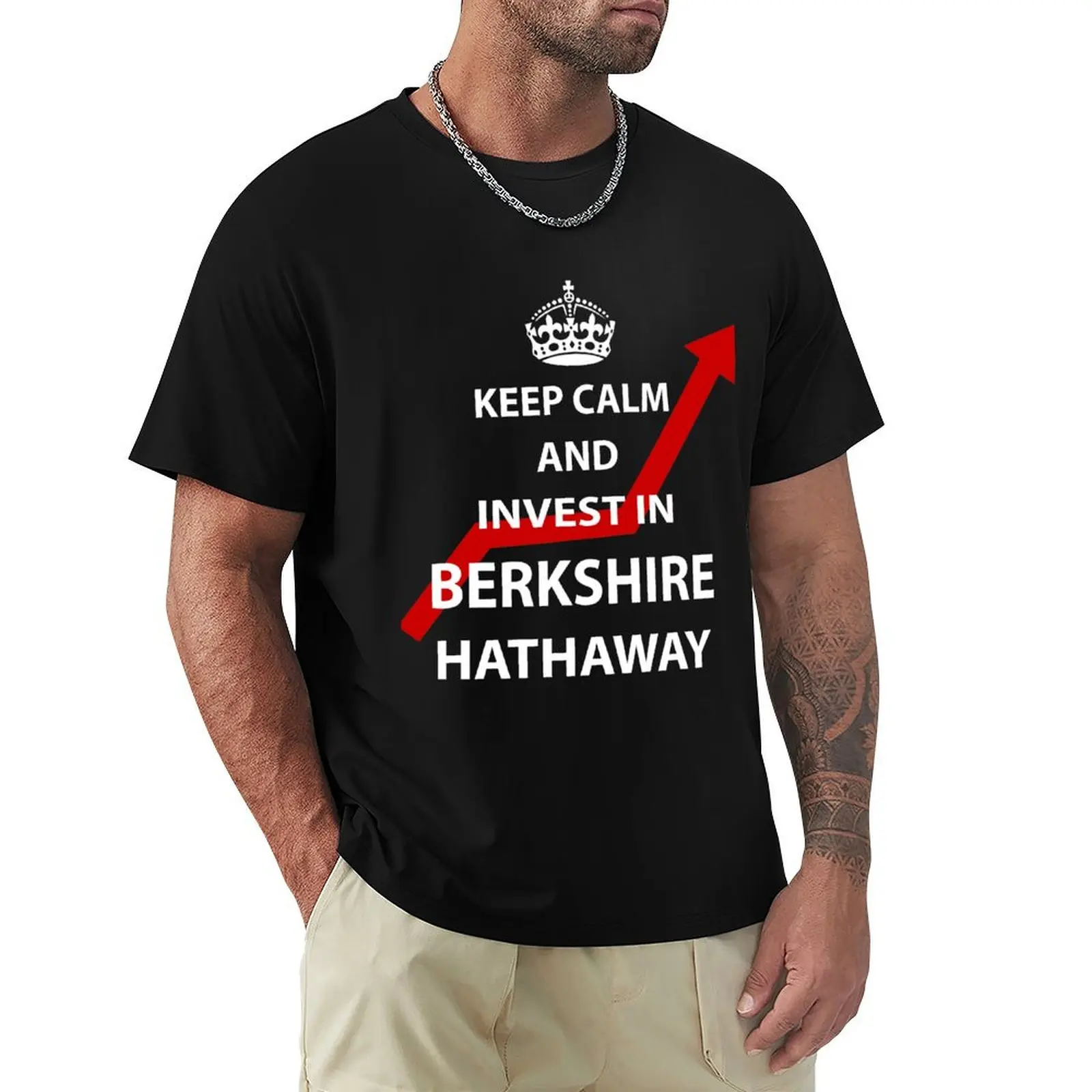 Keep Calm and Invest in Berkshire Hathaway T-Shirt Large Size Basic Casual T-Shirt