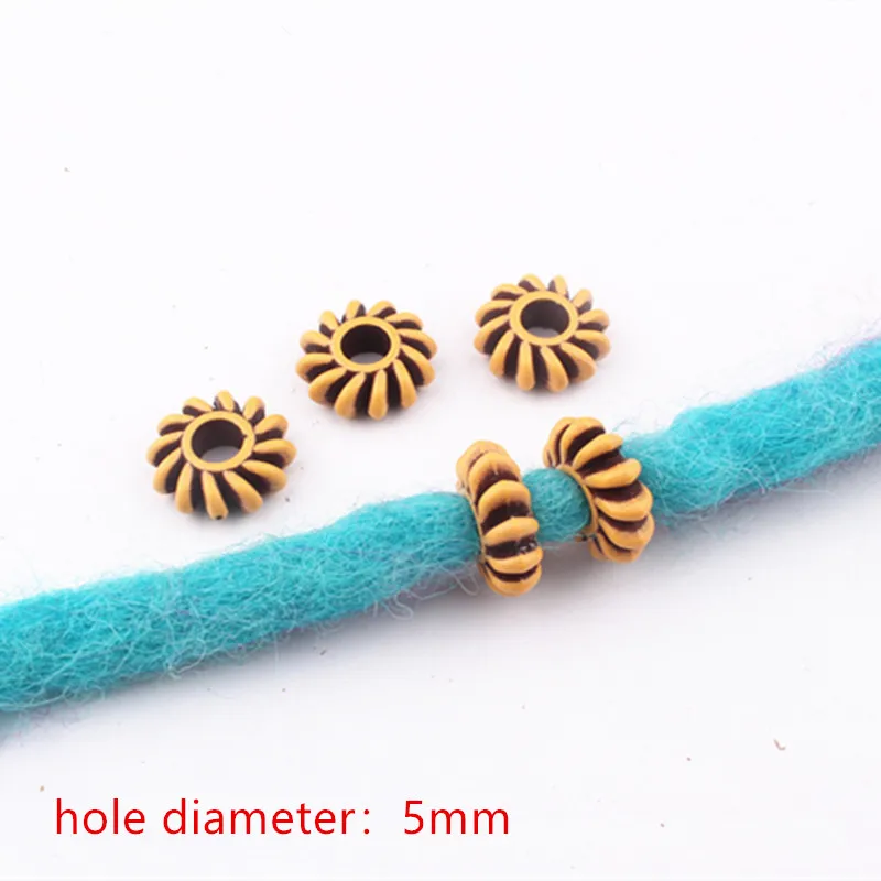 50pcs Big Hole Imitation Wood Plastic Beads Big Hole Beads DIY Ornament Beads Rings Tubes For Women Men Hair Accessories