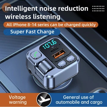 Bluetooth 5.1 Auto Fm-zender Auto MP3 Stereo Muziekspeler Handsfree 3.5mm Aux Draadloze Carkit 30W PD USB-C Snelle Oplader