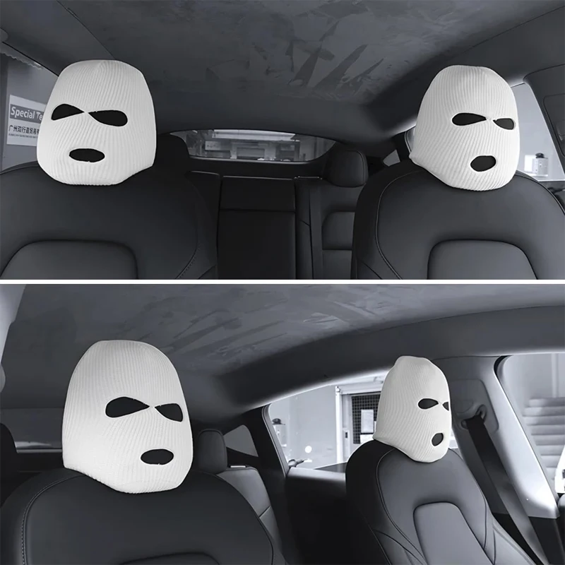 New Fun Car Seat Headstock Cover Personalized Decoration Car Front Seat Headrest Protective Cover Car Interior Fun Face Mask