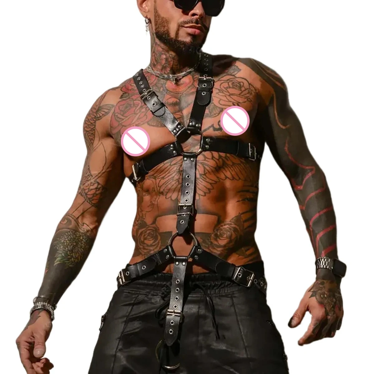 Men Sexy Leather Vest Bondage Lingerie Gay Harness Adjustable Body Chest Harness Full Body  Strap Belt  Exotic Accessorie view 3