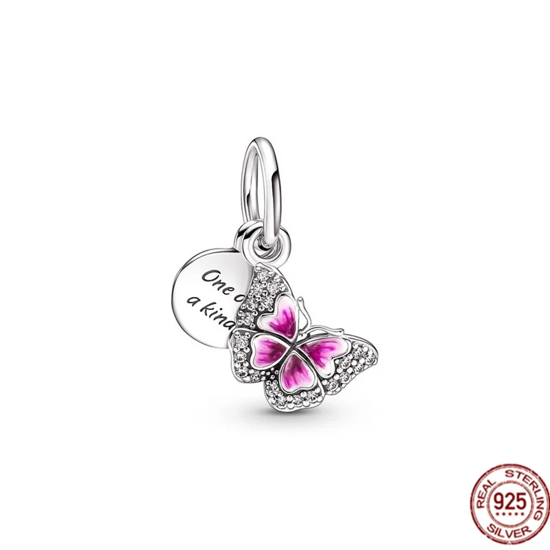 Murano Glass Butterfly Charm para Mulheres, Glow Firefly Dangle, Jewelry Bead, 925 Sterling Silver, Fits Pulseira Pandora Original, Nova