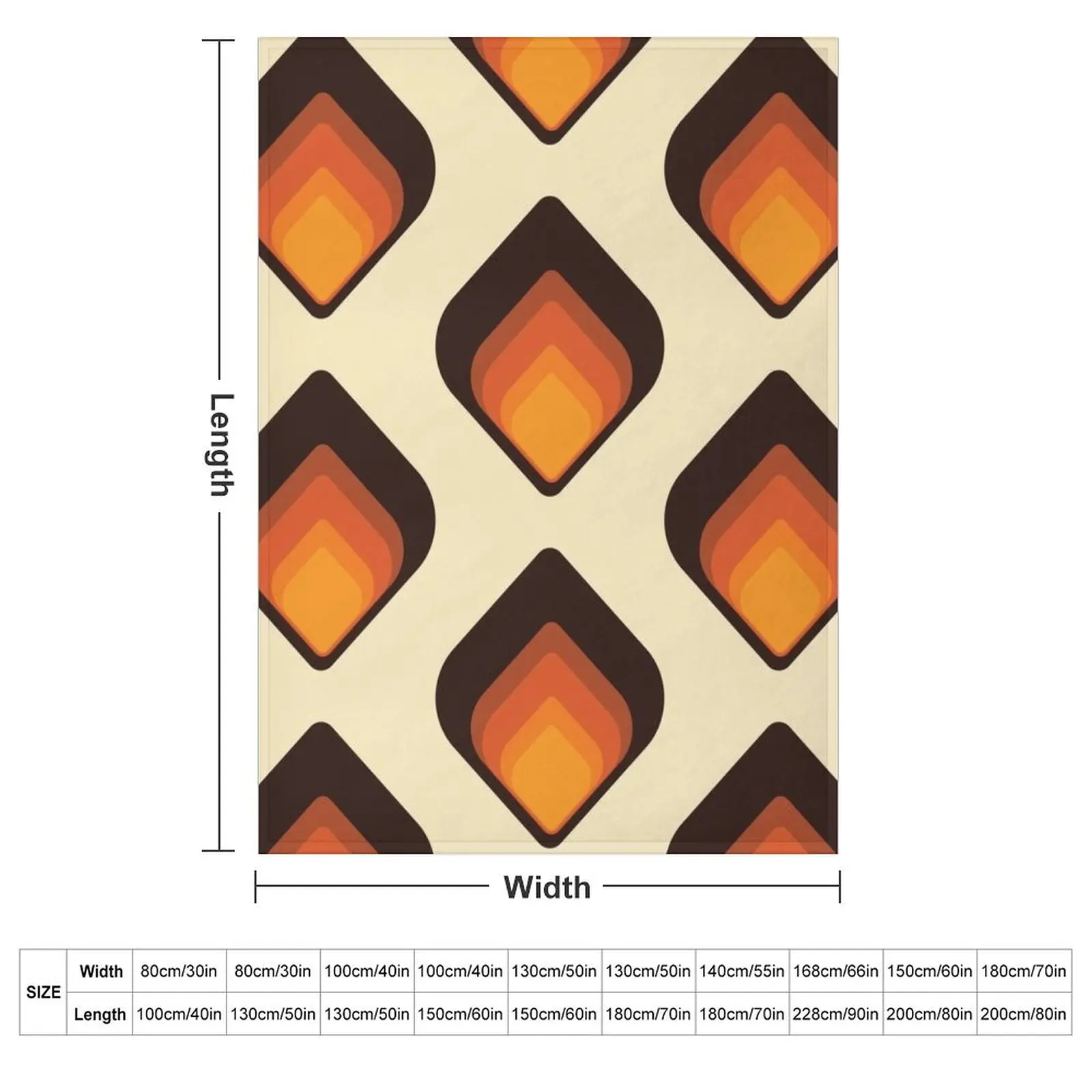 Mid-Century Modern Orange and Brown Tear Drop Throw Blanket Travel Sofa Thin Heavy Blankets