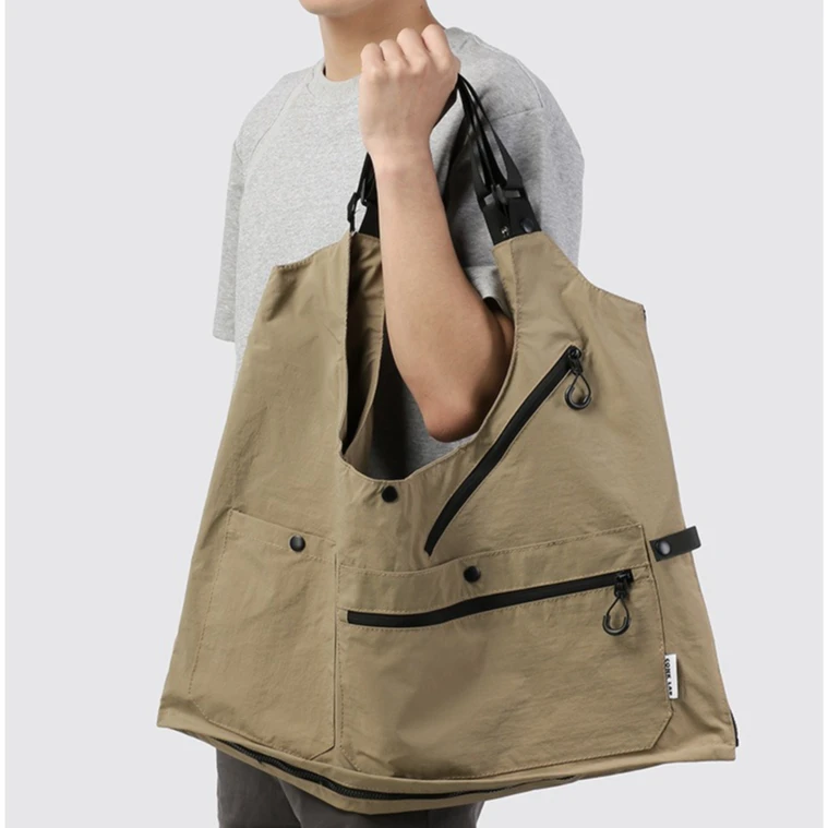 Nylon lightweight workwear dual-purpose crossbody bag, multi-pocket large-capacity backpack, personalized close-fitting vest bag