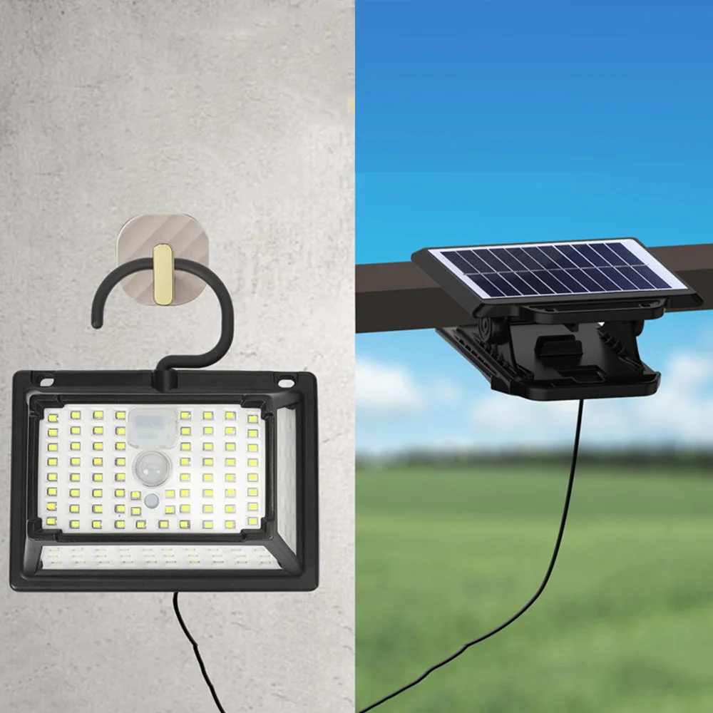 

IP65 Waterproof Split Solar Powered Light 3 Modes Clip on Motion Sensor Outdoor Lamp Remote Control Double Solar Panel