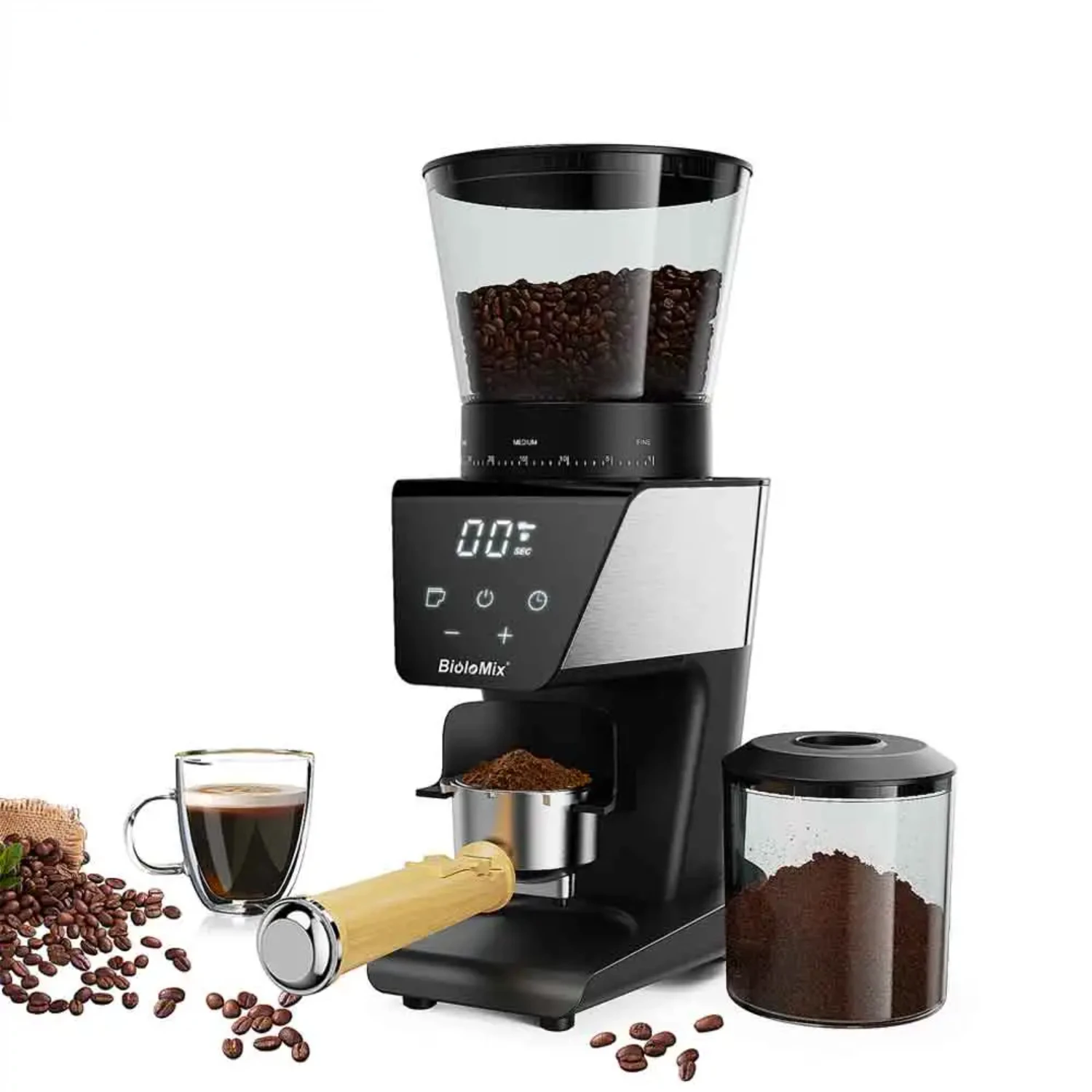 

Automatic Burr Mill Coffee Grinder with 30 Gears Espresso American Coffee Pour Over Visual Bean