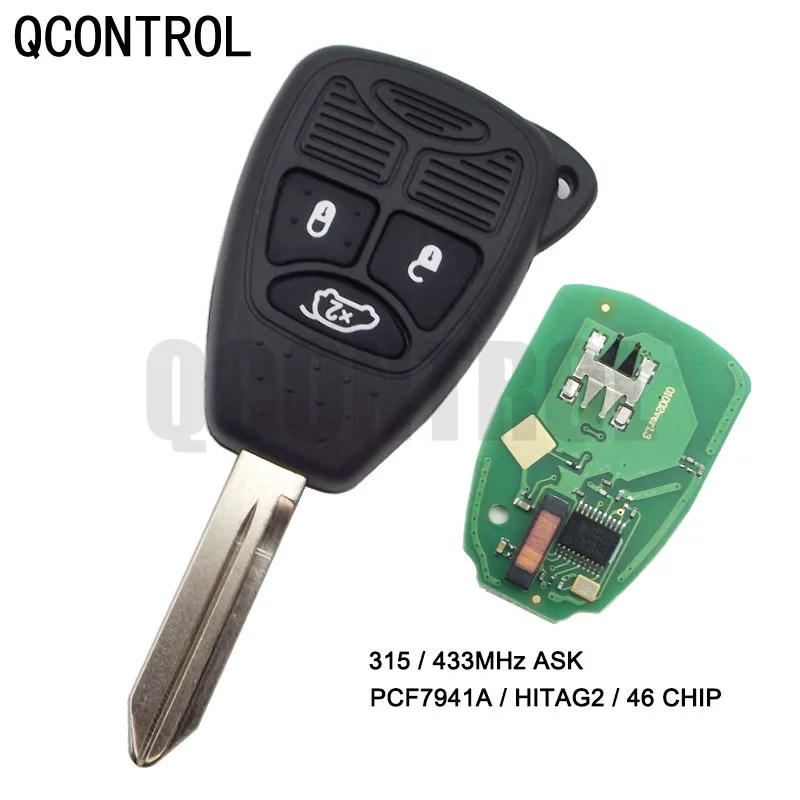 

QCONTROL 3 Buttons Car Key Vehicle Remote for Chrysler Town &Sebring Pacifica 433MHz ID46 Country Aspen 200 300 PT Cruiser