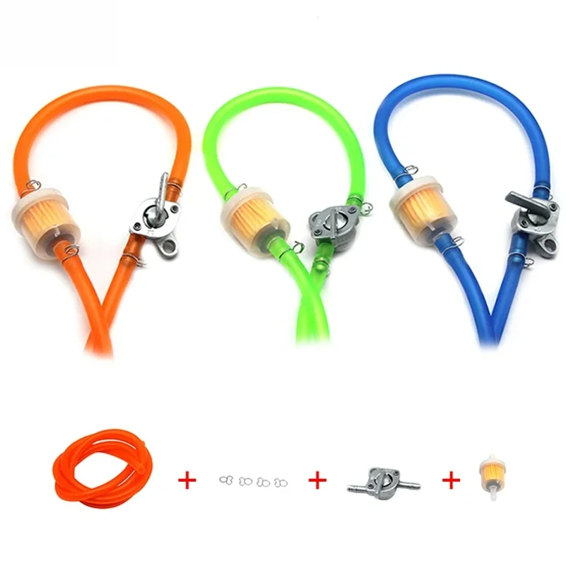 Robinet de carburant universel ZS Racing 6 mm pour moto, interrupteur de robinet de carburant en ligne, tuyau de carburant de 1 m + 1 filtre à huile + 4 clips