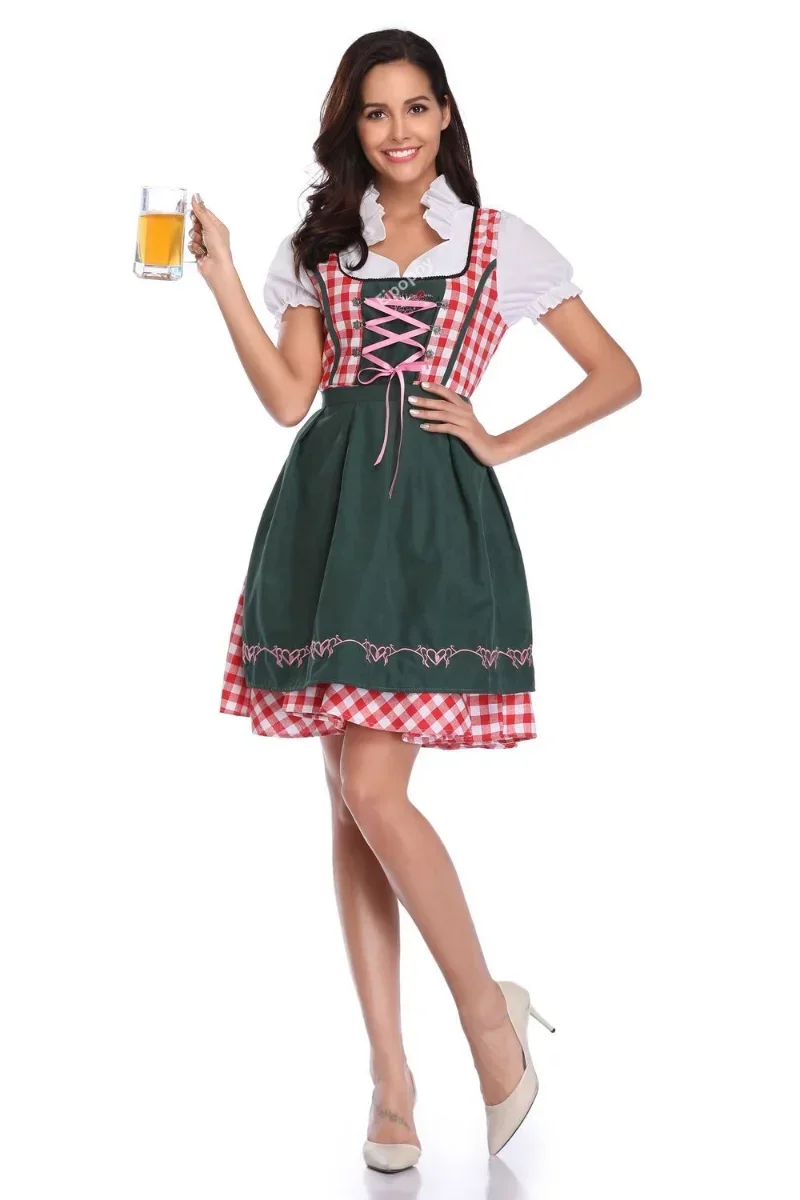 Women Adult Bavaria Oktoberfest Dress Waitress Maid Dress Man Dirndl Lederhosen Beer Carnival Party Outfit Fancy Dress