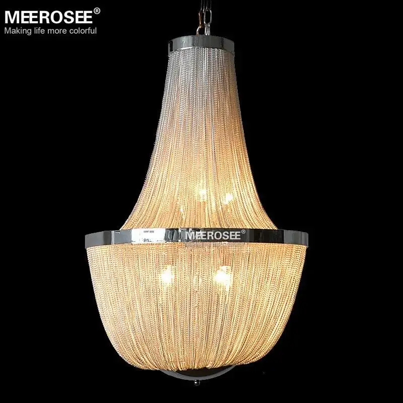 Modern Aluminum Chain Pendant Light Fixture Empire Vintage Hanging Suspension Lustre Chain Home Lamp Drop Light