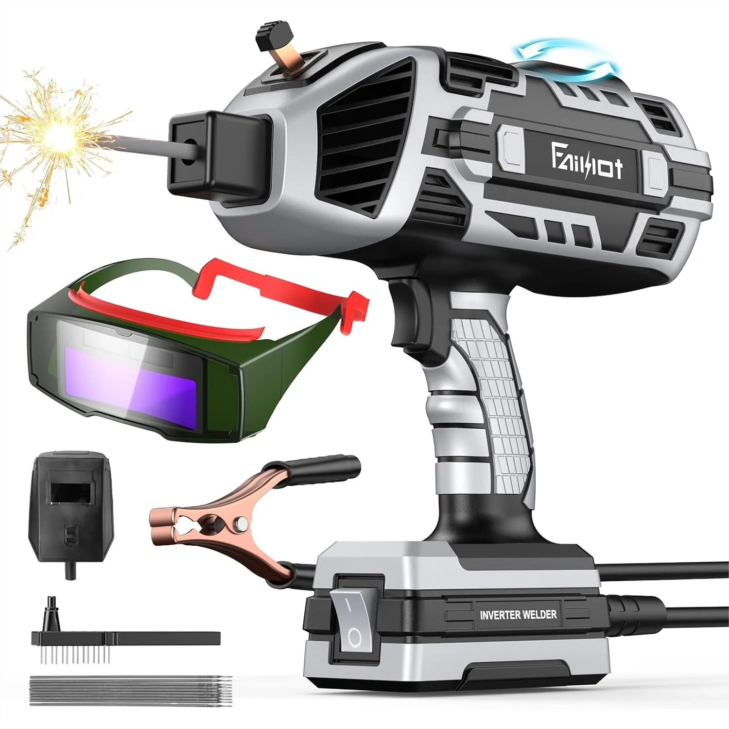 

Portable Welding Machine 110V with Auto Darkening Goggles, Handheld IGBT Inverter ARC Welder, 20-120A Adjustable for DIY &