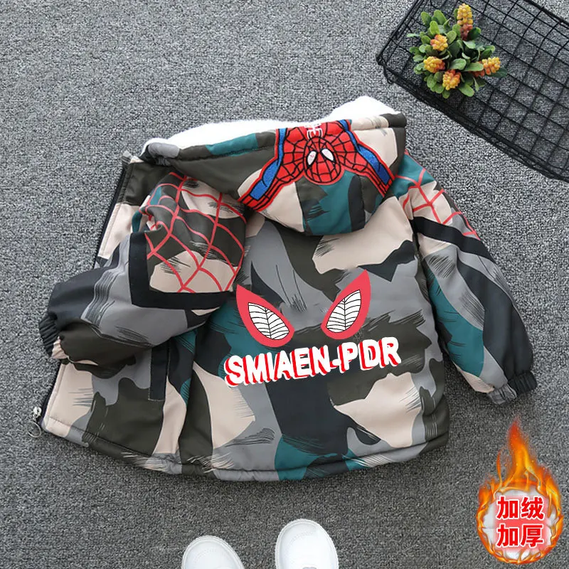 

Kids Camouflage Spiderman Clothing 2-7Years Winter Thicken Keep Warm Cotton Jacket Baby Boys Long Sleeve Outdoor Casual Coat