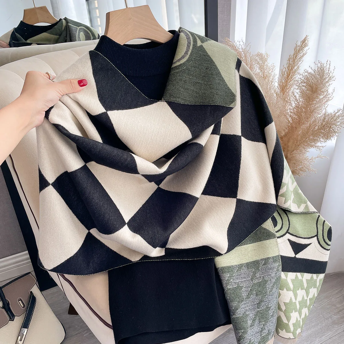 Luxury Winter Cute Cashmere Scarf Women 2023 Design Thick Pashmina Blanket Warm Shawl Wrap Neckerchief with Tassel Poncho Stoles