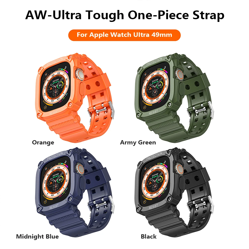 Case+strap for Apple Watch Ultra 2 49mm Band TPU Protect Bumper Sport Bracelet Men Bands for Iwatch Series Ultra 49mm Cover