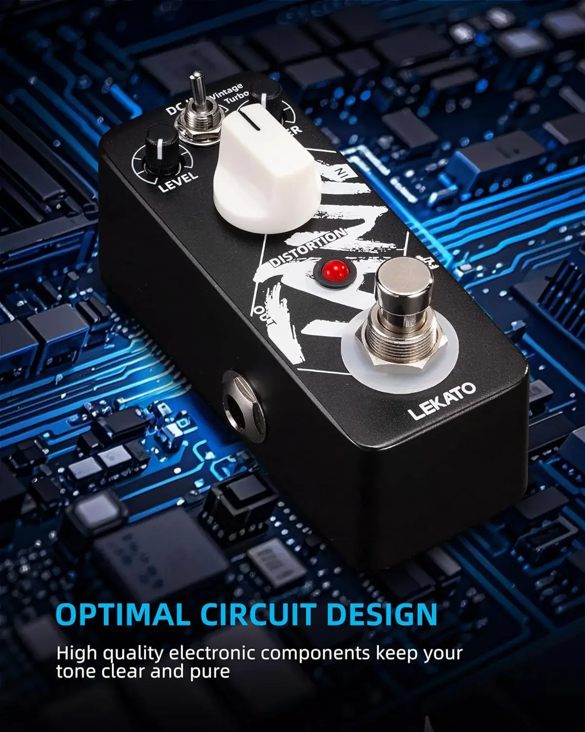 

Lekato Live Performance Vintage Distortion Pedal High-Gain Аналоговая гитара Fx с True Bypass 9 В постоянного тока для электрогитары