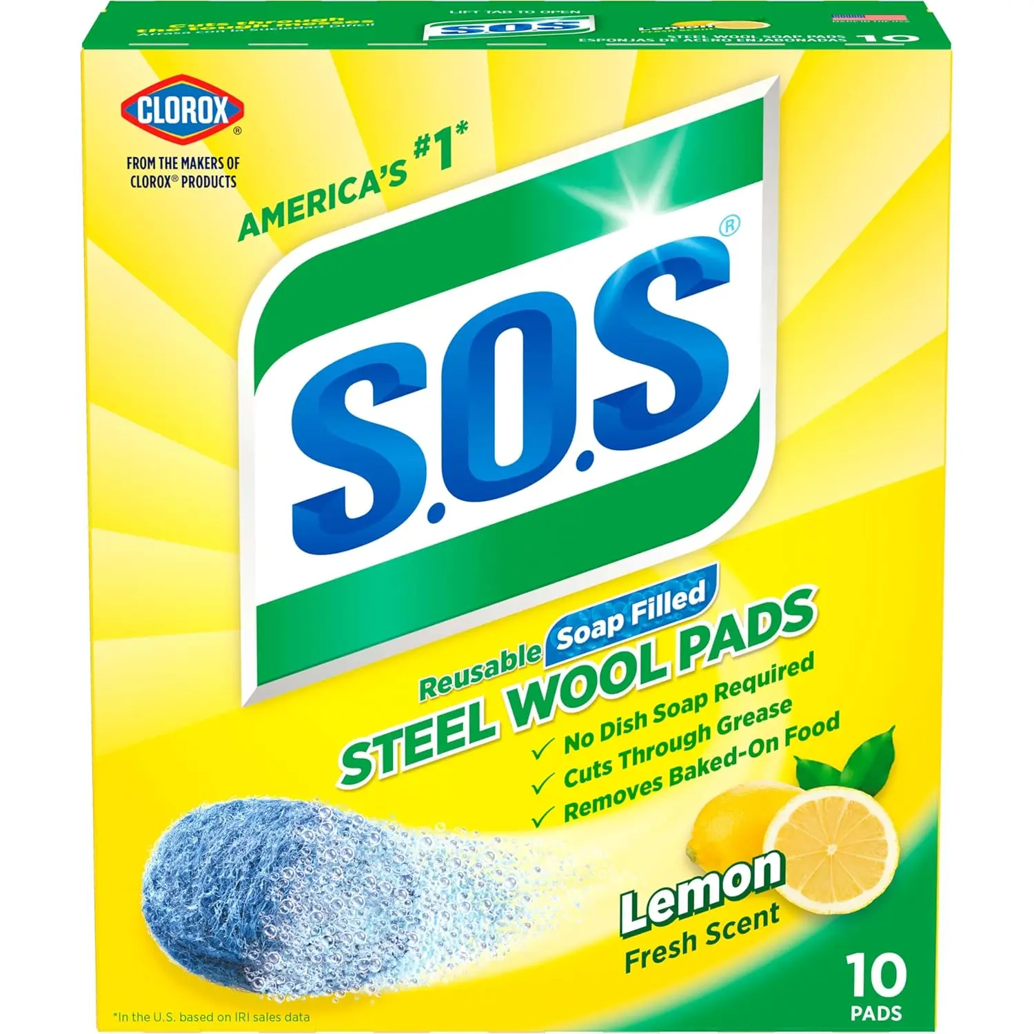 

Lemon Fresh Steel Wool Soap Pads, 10 Count - Effective Cleaning for Kitchen and Home