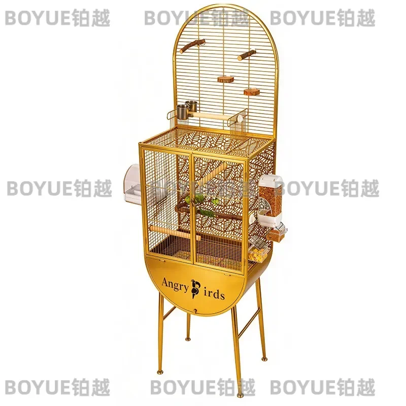 Large Parrot Bird Cage Villa Ornamental Landscape Peony Design Spacious Home for Macaw Cockatoo Aviary Stand
