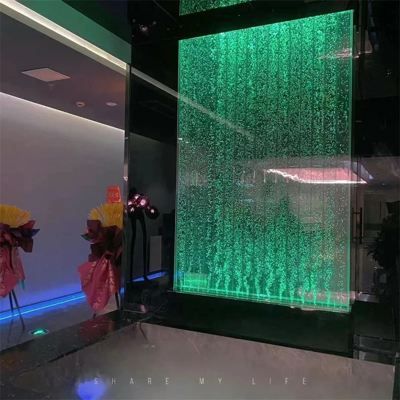 Customization.Large Acrylic Water Dance Screen Creative Porch Partition with Flowing Water Bubbles for Wall Aquarium Decoration