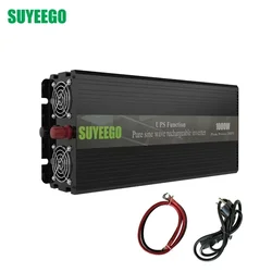 1000W UPS Inverter Charger DC 12V to AC 220V Pure Sine Wave Converter LCD Display Backup Rechargeable Home Car Power Inversor