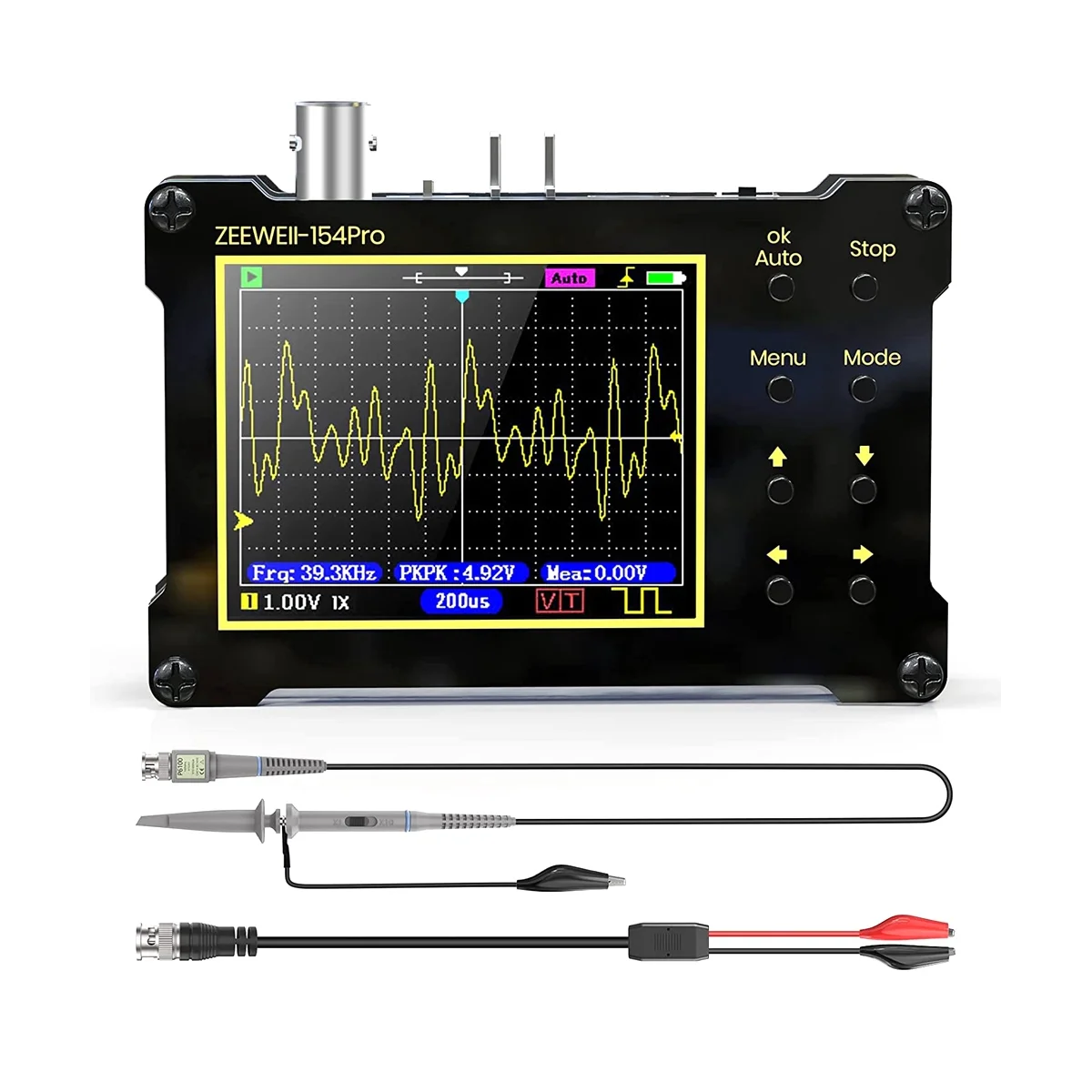 Digital Oscilloscope,14 Type Measurement, 40MSa/S Sampling Rate, 18MHz Bandwidth, 2.4In LCD Display with 10X, 100X Probe