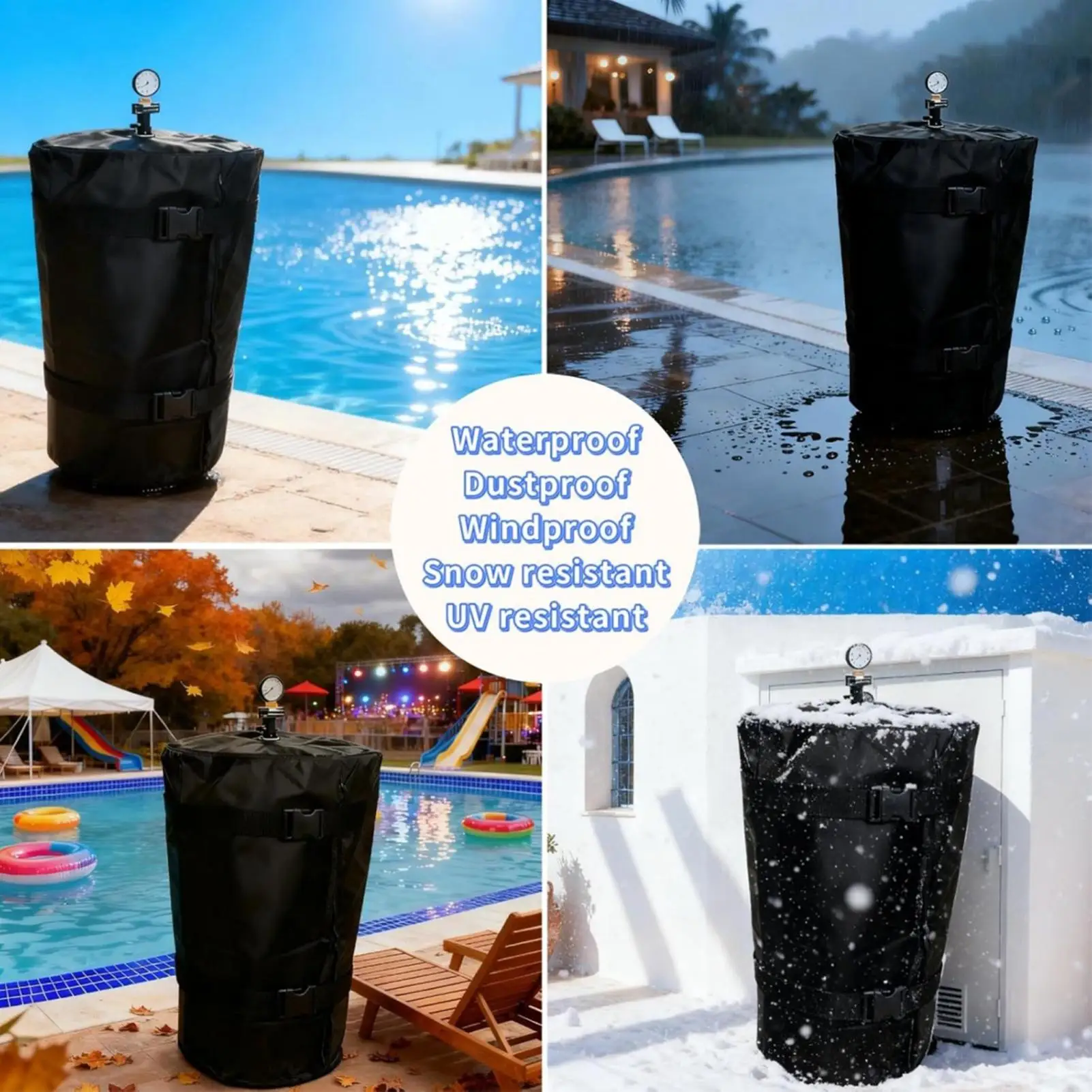 Winter Pool Filter Cover Protective Universal Heavy Duty Windproof Replacement Pool Filter Cover For Home Hotel Resort