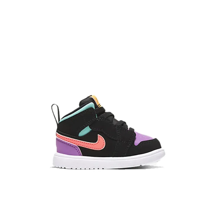 Nike zapatos de tabla media Air Jordan 1 tendencia de moda para niños pequeños usable cómodo cien negro naranja