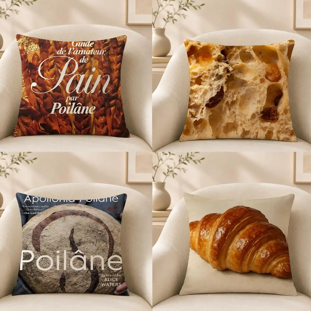 Food P-Poilane Cushion Cover Short‑plush Cushion Cover,Breathable,Skin‑friendly,Washable,room Sofa Decor Gift