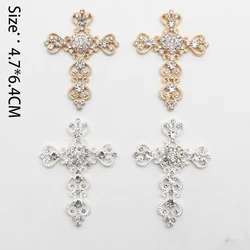Fashionable 5Pcs/Lot 4.7 * 6.4cm Cross Rhinestone Alloy Decoration DIY Is Suitable For Delicate Clothing Accessories