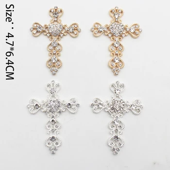 Modieuze 5 stks/partij 4.7*6.4 cm Cross Strass Legering Decoratie DIY Is Geschikt Voor Delicate Kleding Accessoires
