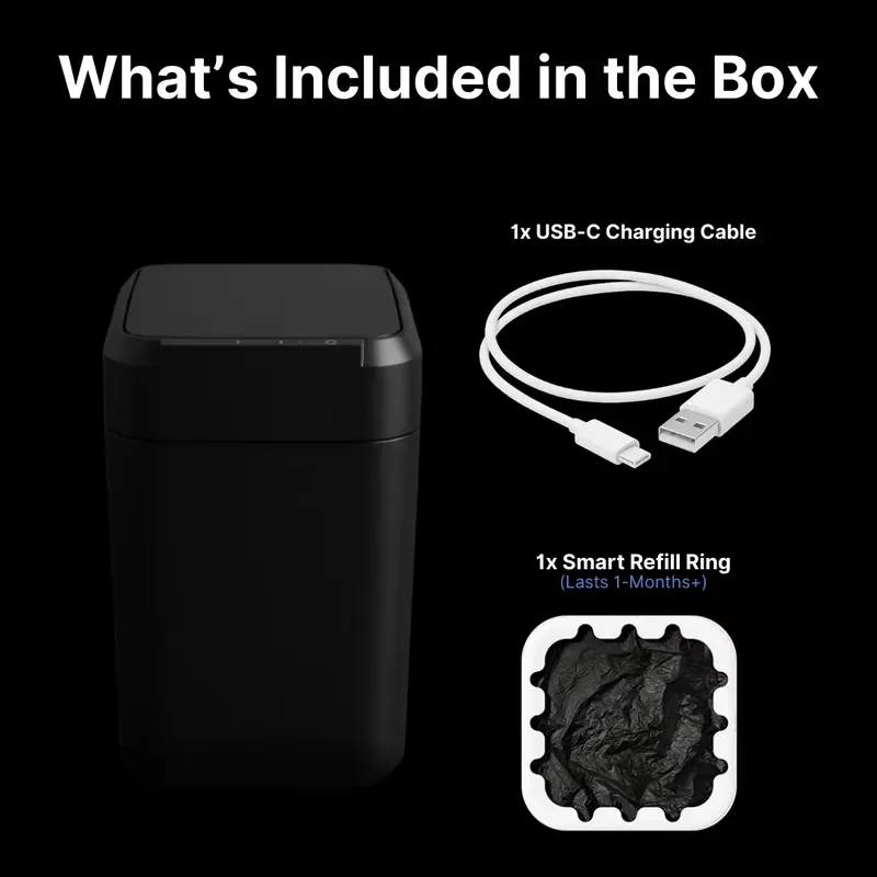 17L Smart Touch Control Trash Can Automatic Lid Sealing Low Noise Rechargeable Battery Lasts 2 Months for Kitchen Bathroom