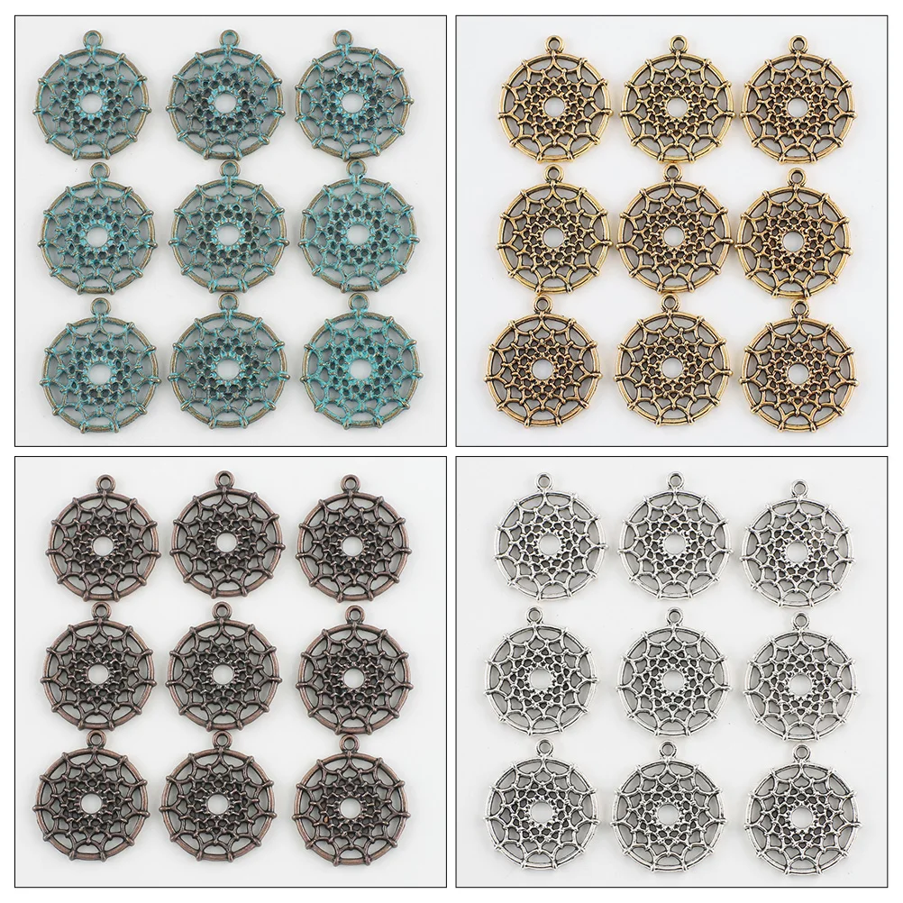 

50pcs Retro Hollow Alloy Dangle Earring Charms Diy Jewelry Pendant Necklace Bracelet Supplies Vintage Connector Necklace Charms