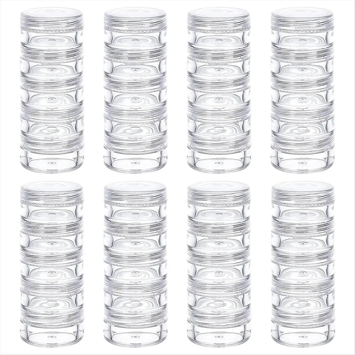 AA77 NEW  5G/5ML Stackable Round Plastic Containers 8 Column(5 Layer/Column) Bead Storage Jars for Seed Beads Drills