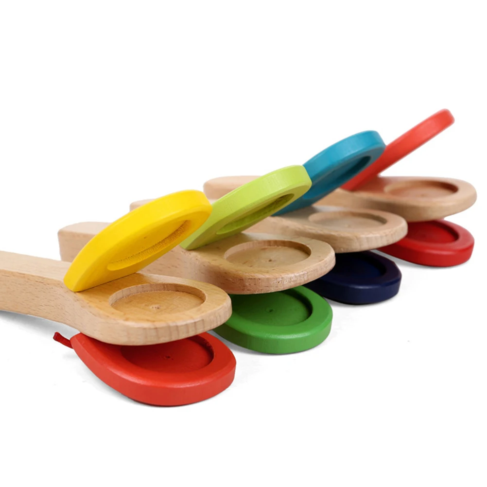 

Wooden Castanet Baby Musical Toy Children Percussion Instrument Finger Castanet Hand Eye Coordination