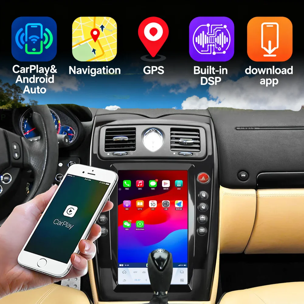

Для Maserati Quattroporte 2004-2012: Автомагнитола с CarPlay и Android Auto, GPS-навигация, мультимедийный плеер, автомобильная стереосистема, головное устройство с DSP