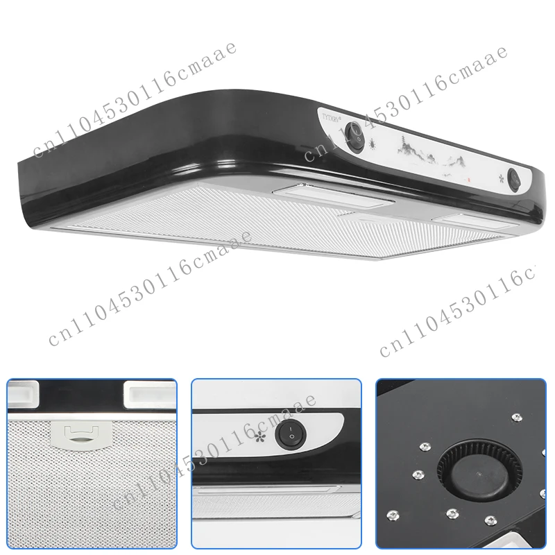 12V Car Motorhome Range Hood with Button & Dual LED Lights Removable for RV Camper Kitchen